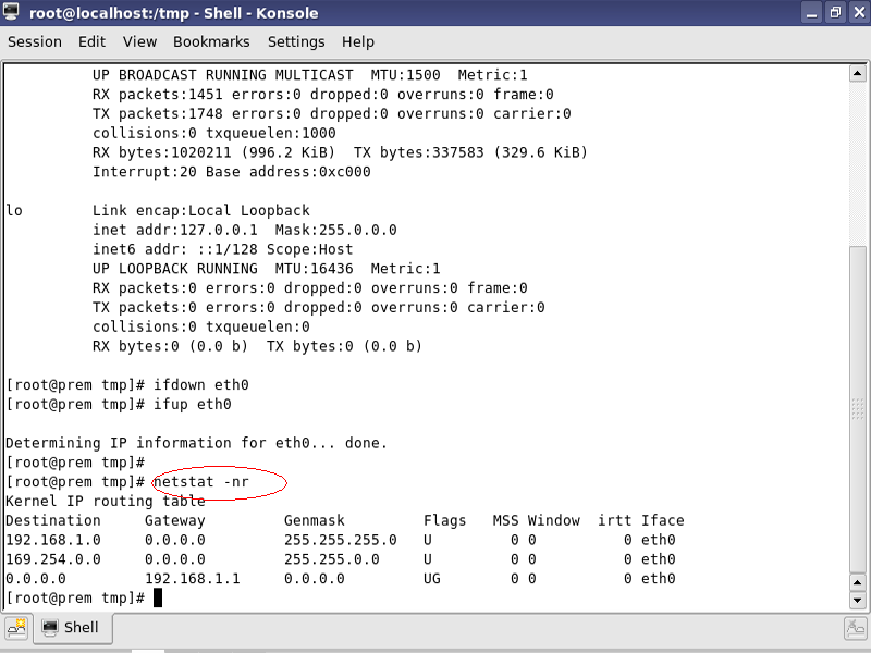 view routing table