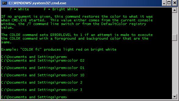 color, command prompt