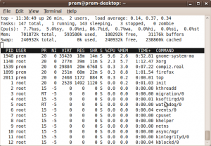 top system monitor, process management