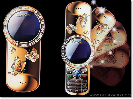 Cartier v7 butterfly gold mobile cell phone