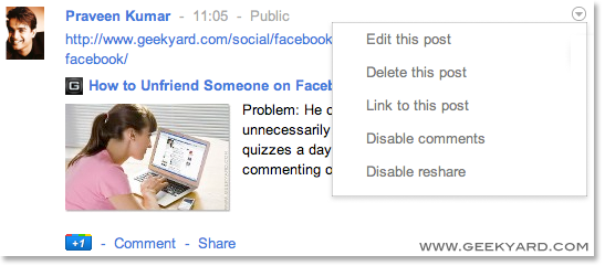 Edit the post in Google Plus Edit the post in Google Plus