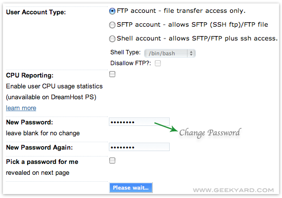 Change Dreamhost FTP Account Passwords Change Dreamhost FTP Account Passwords