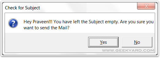 How To Enable No Subject Warning in Microsoft Outlook 2007